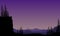 Quiet night atmosphere with stunning natural views from the edge of town. Vector illustration