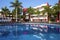 Quiet pool in Mexican hotel, Mexico