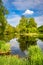 Quiet river level in amazing spring landscape