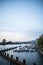 Quiet Small Boat Harbor on River Landscape Blue Sky Afternoon Peaceful Environment