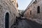 Quiet street in the evening in the old city of Jerusalem near the Tower of David, Israel