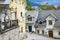 Quiet street with old houses in alpine town