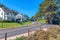 Quiet suburban neighborhood with curved road at the front in San Francisco, California