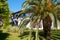 Quiet walkway into tropical garden