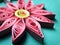 Quilling, pink flowers on green