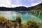 Quilotoa crater lake in the andes mountains of Ecuador