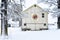 Quilt Barn in a Winter Snowy Wonderland