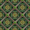 Quilted 3d seamless pattern. Vector ornamental floral background. Geometric repeat rhombus backdrop. Vintage colorful Paisley