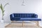Quilted blue sofa and bench