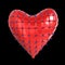 quilted heart with silver, kinky metal, steel spikes on surface, isolated black background rendering. BDSM style valentine.
