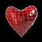 quilted heart with silver, kinky metal, steel spikes on surface, isolated black background rendering. BDSM style valentine.