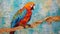 Quilted Macaw: A Colorful Mixed Media Artwork By Margaret Koehler