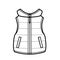 Quilted padded vest for boy outline for coloring on a white