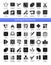 Quilting & patchwork supplies. Tools for sewing quilts from fabric squares & blocks. Patterns for quilters. Vector flat icon set.