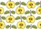 Quince apple fruit, seamless pattern. Drawing of half of ripe raw quince with leaves