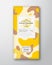 Quince Chocolate Label. Abstract Shapes Vector Packaging Design Layout with Realistic Shadows. Modern Typography, Hand