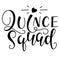 Quince squad lettering for Latin American girl birthday party, black vector illustration isolated on white background.