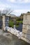 Quincentennial park entrance covered with sand sacks