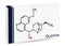 Quinine molecule. It is natural alkaloid derived from the bark of the cinchona tree. Skeletal chemical formula. Paper packaging