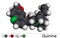 Quinine molecule. It is natural alkaloid derived from the bark of the cinchona tree, used to treat malaria and babesiosis.