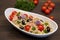 Quinoa salad with tuna, tomatoes and olives