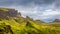 Quiraing on the isle of Skye is popular tourist place, Scotish highland, Scotland