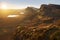 Quiraing in Isle of Skye, Scotland, on a perfectly clear, sunny day