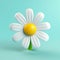 Quirky 3d Render Of Daisy Flower On Green Background