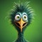 Quirky Animated Cartoon Bird With Green Eyes And Big Mouth