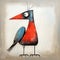 Quirky Cardinal: A Charming Digital Constructivism Painting