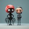 Quirky Cartoonish 3d Models: Woman And Spider In Sci-fi Noir Style