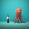 Quirky Cartoonish Illustration: John And The Big Octopus In 3d