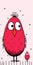 Quirky Cartoonish Illustration Of A Red Bird With Black Eyes