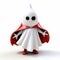 Quirky Cartoonish White Ghost Character With Red Cloak