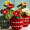 Quirky And Colorful Knitted Pumpkins With Floral Accents