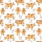 Quirky cows grazing grass seamless pattern