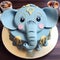 Quirky Elephant Cake A Blue Dessert With A Playful Character Design