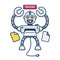 Quirky funny printer robot mascot character illustration vector