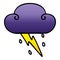 quirky gradient shaded cartoon thunder cloud