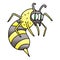 quirky gradient shaded cartoon wasp