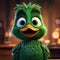 Quirky Green Duck With Playful Eyes And Fuzzy Texture