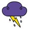 quirky hand drawn cartoon thunder cloud