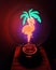 Quirky light bulb with neon flamingo