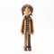 Quirky Manga Art: Wooden Child In Coat Sculpture