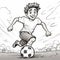 Quirky Manga Style Illustration Of Anthony Playing Soccer