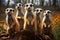 Quirky meerkat family, their amusing behavior depicted in an illustration