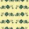 Quirky Neon Yellow Lace Effect Repeat Pattern With Navy Flowers
