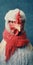 Quirky And Realistic Portrait Of A Hen In A Scarf