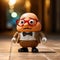 Quirky Reddishbrown Toy Guy In Suit: A Ray Tracing Style Mr. Potato Head Figure