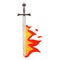 quirky retro illustration style cartoon flaming sword